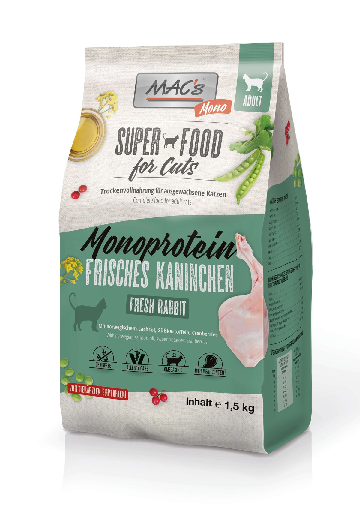 MAC's Cat Trockenfutter Mono frisches Kaninchen 1,5kg