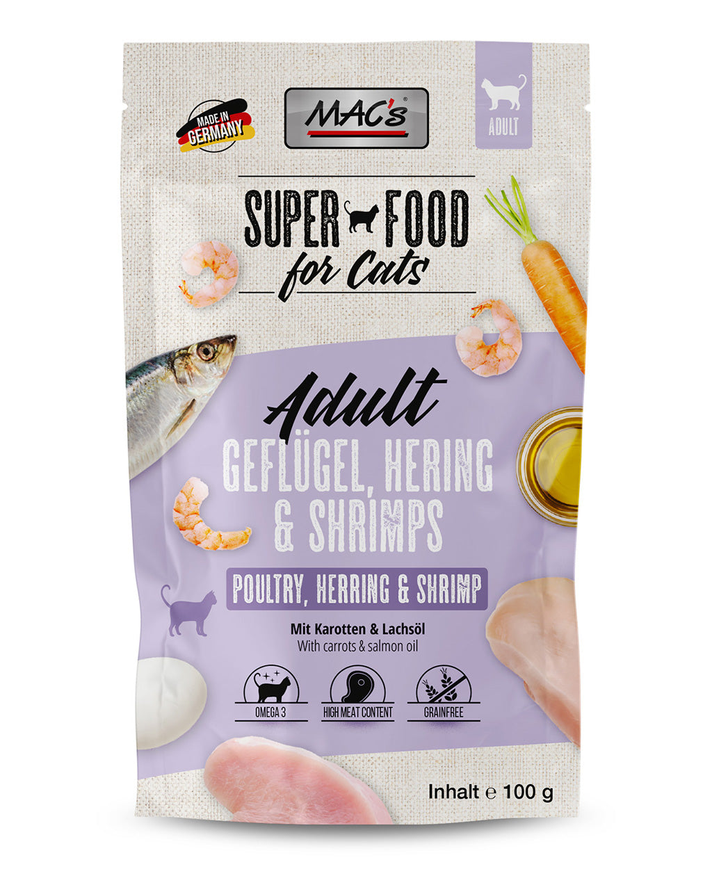 MAC's Cat Pouchpack Geflügel, Hering, Shrimps 100g