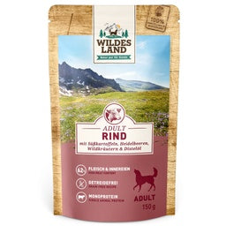 Wildes Land Classic Adult Hund
Rind mit Süßkartoffeln 150 g